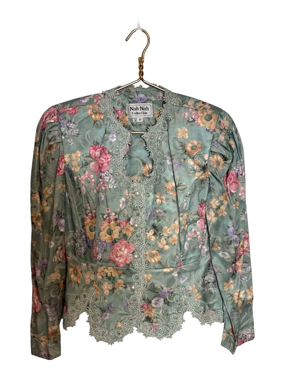 Nah Nah Vintage 80’s Brocade Cottagecore Grandma Floral Blazer Jacket Sz 10 Med